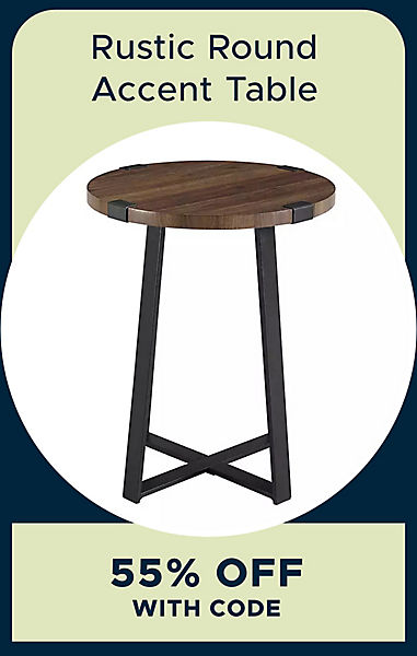 Rustic Round Accent Table 55% off with code