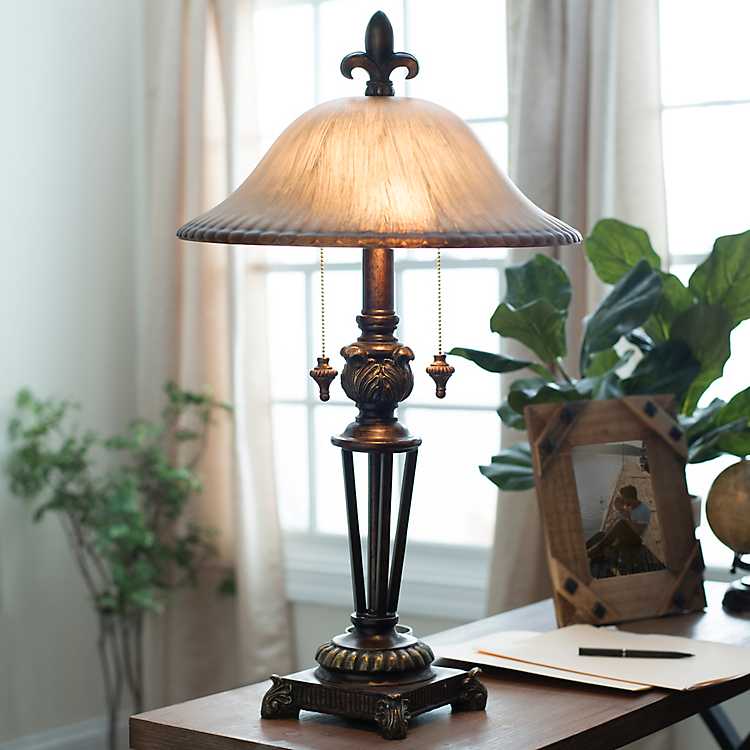 Prescott Bronze Glass Table Lamp, Table Lamp Bronze