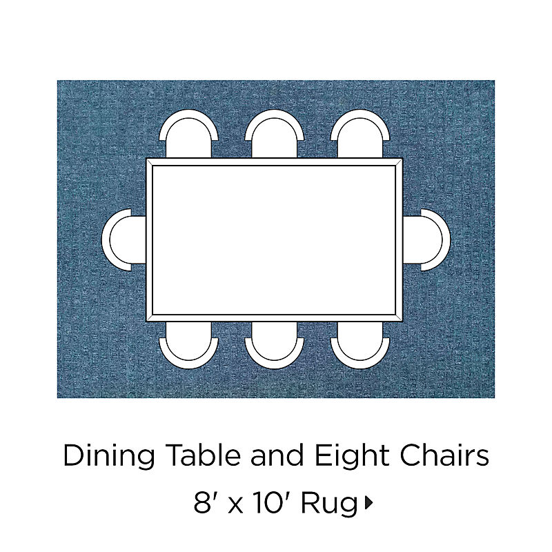 Dining Table and Eight Chairs 8' x 10' Rug
