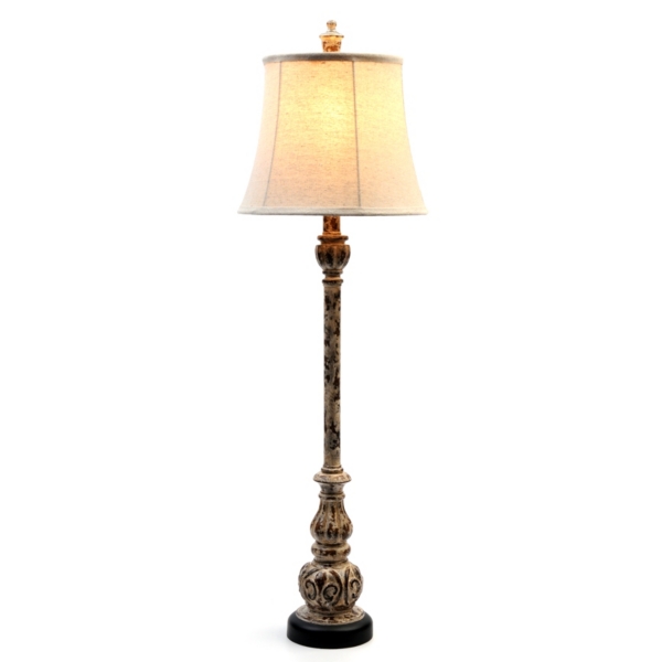 Whitewash Fleur-de-Lis Buffet Lamp | Kirklands Home