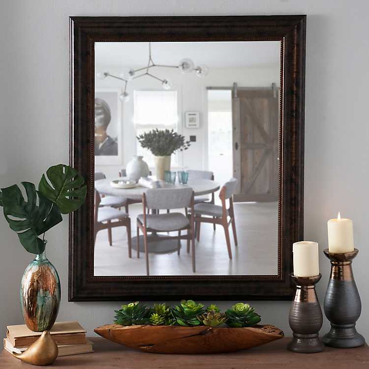 Bronze Framed Mirror 27 5x33 5 In, Oversized Wall Mirror For Dining Room