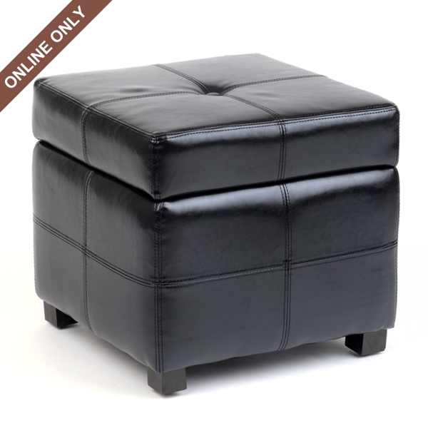 Black Faux Leather Storage Cube Kirklands Home