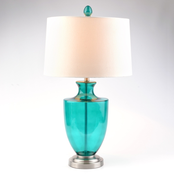 teal glass lamp base