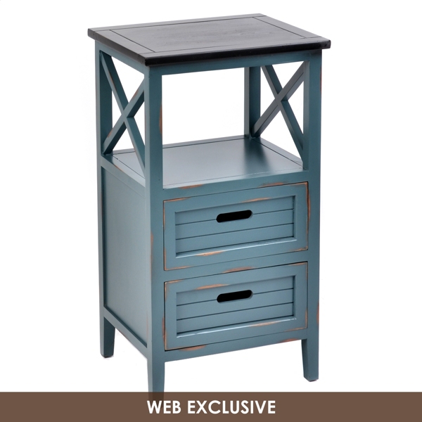 Wood Blue Side Table Kirklands Home