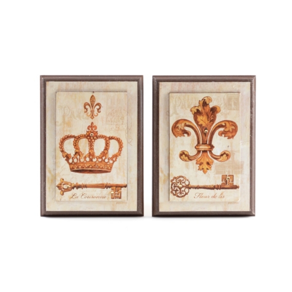 Crown & Fleur Plaque, Set of 2 Kirklands Home