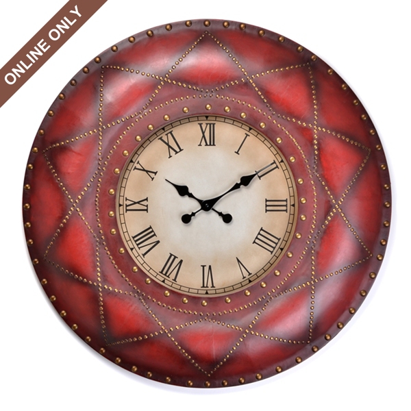 Red Faux Leather Clock Kirklands Home