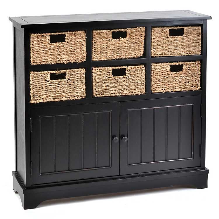 Black Storage Basket Cabinet Kirklands Home