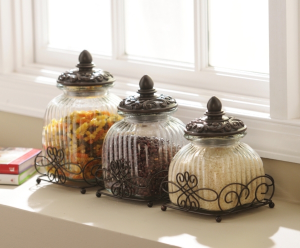  Glass Canisters for Kitchen – Set of 3 Large Food
