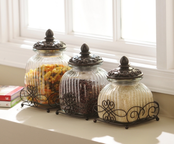 Glass Canisters w/ Lids (Set-3)