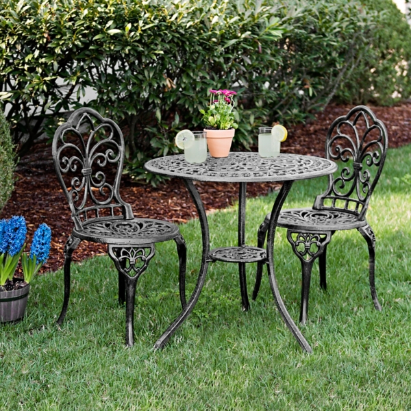 3 piece wrought iron patio set