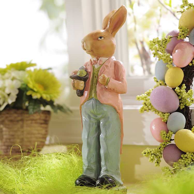 Edges Stool kantensitzer Easter Bunny Decoration Bunny Ceramic Figurine Easter Dekofigur 