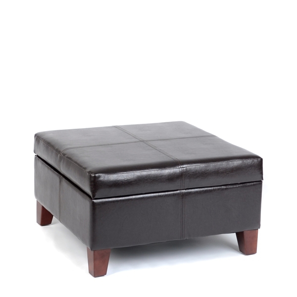 Brown Faux Leather Storage Ottoman Kirklands Home