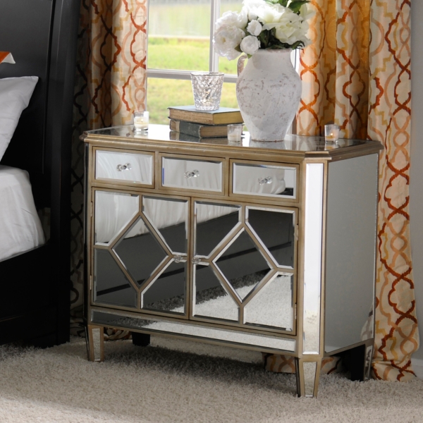 Manhattan Mirrored Wood Cabinet