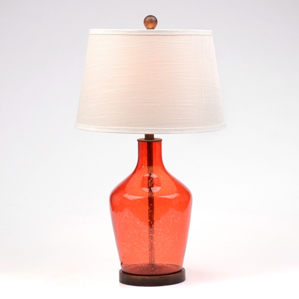 red glass table lamp