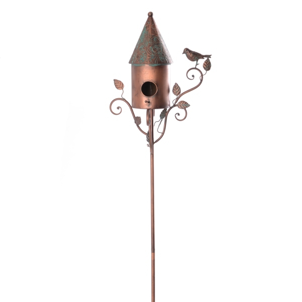 Metal Birdhouse Garden Stake Garden Design Ideas