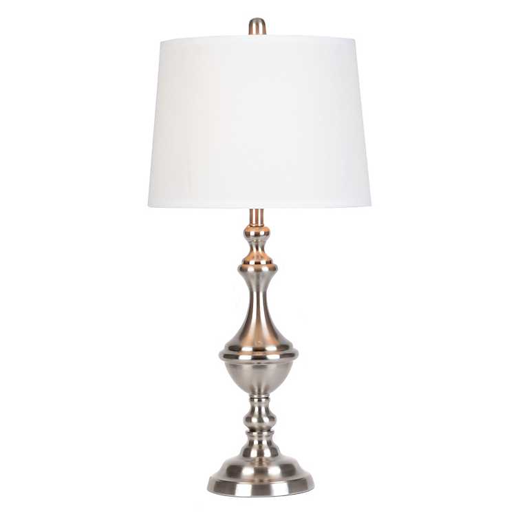 Madison Silver Table Lamp Kirklands, Dayton Satin Nickel Floor Lamp With Glass Tray Table