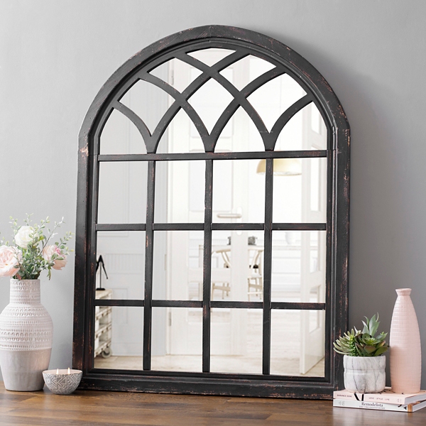 Uttermost Clara Matte Black 24 x 39 Arch Top Mirror - #79P36