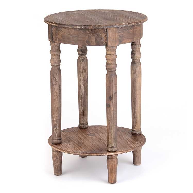 Distressed Round Wood Accent Table Kirklands