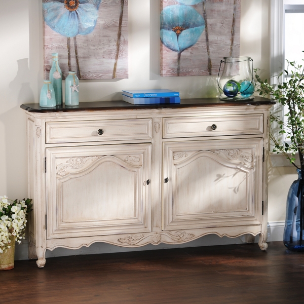 Handpainted Antique Ivory Cabinet Kirklands