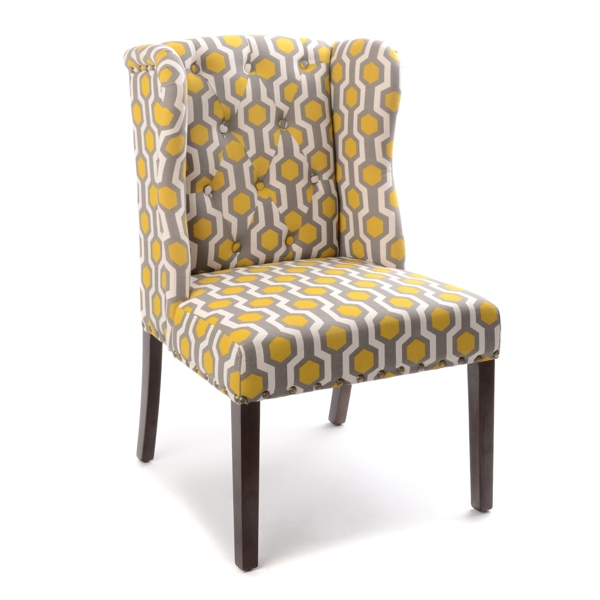 Yellow Gray Geo Print Wingback Accent Chair Kirklands Home