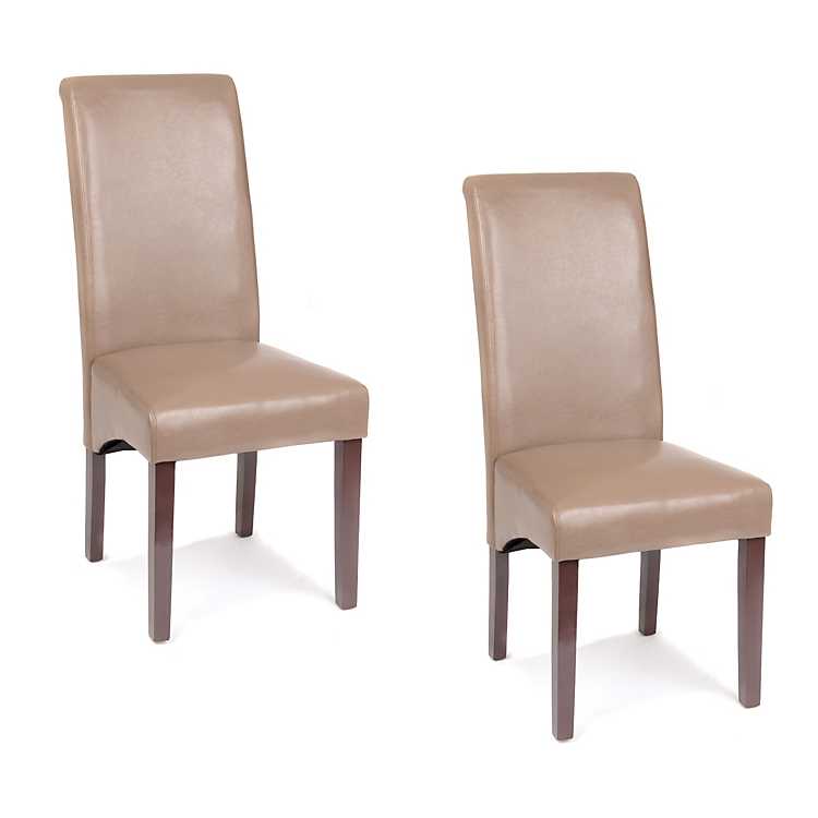 Taupe Faux Leather Parsons Chair Set, Leather Parsons Chairs