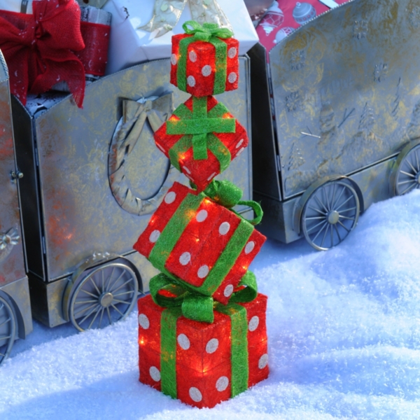 Outdoor Lit Stackable Christmas Gifts