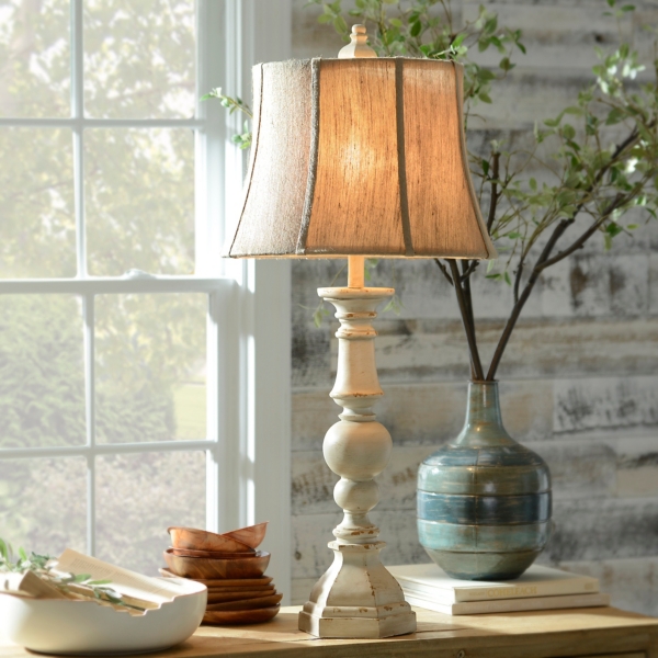 distressed cream table lamp