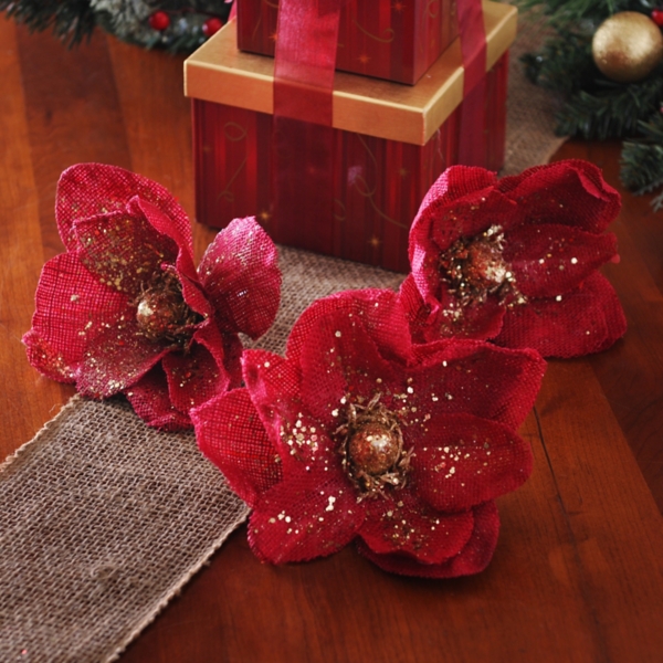 Glitzy Red Clip On Magnolia Set Of 3 Kirklands