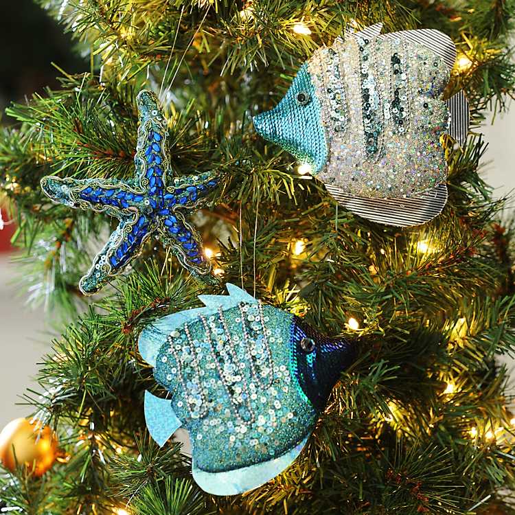 6 in the set Standard size. Sea themed Ornaments Dog and child friendly