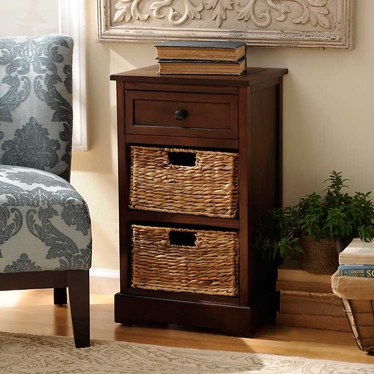Brown 3 Drawer Storage Chest With, 3 Drawer Storage Chest With Baskets