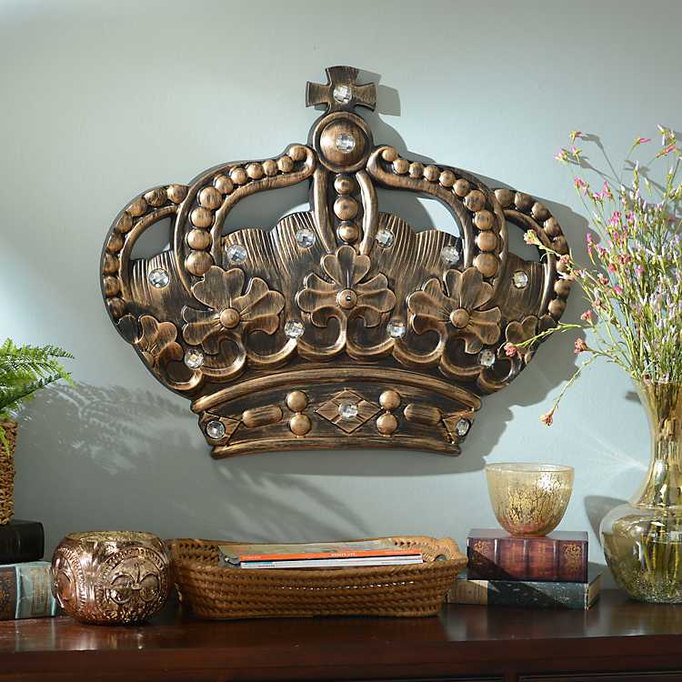 her crown gold jeweled wall plaque