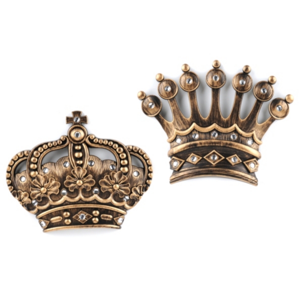 His/Her Crown Gold Jeweled Wall Plaque, Set of 2 | Kirklands Home