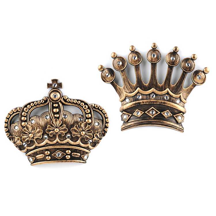 his her crown gold jeweled wall plaque set of 2