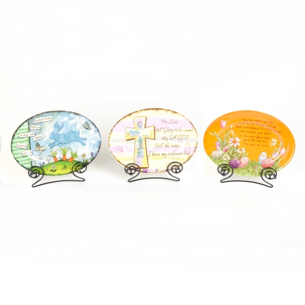 Decorative Easter Plates with Stands Kirklands Home
