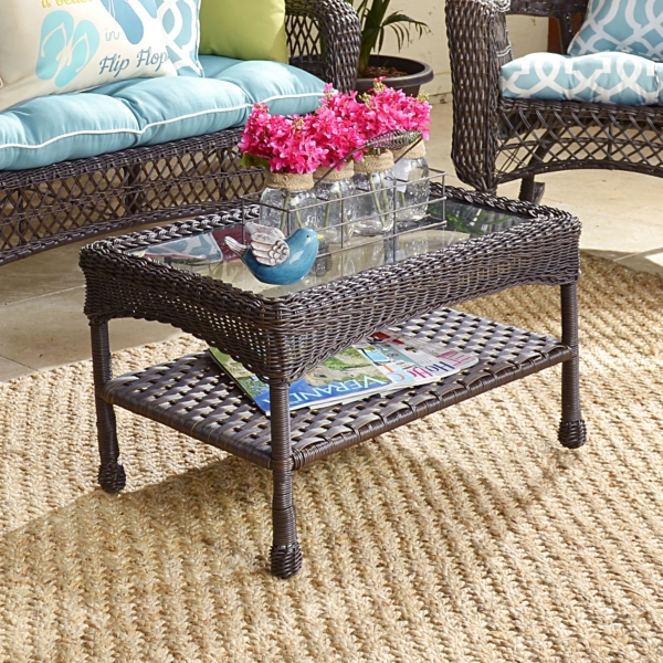 Savannah Brown Wicker Coffee Table Kirklands