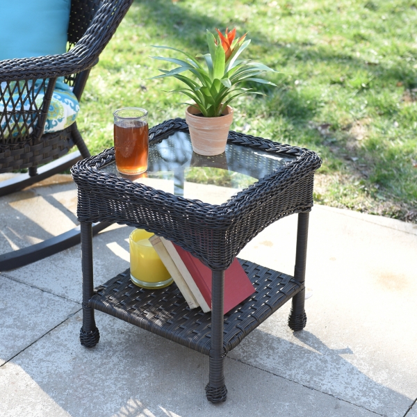 Savannah Brown Wicker Side Table Kirklands