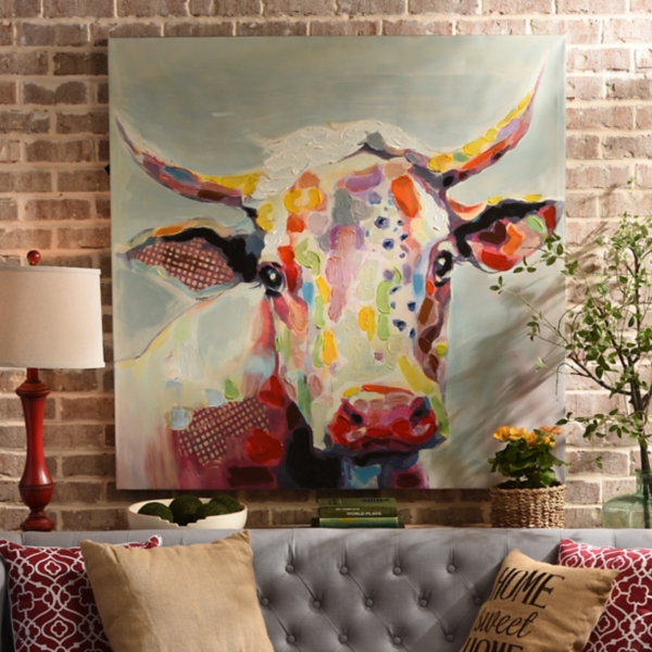 avond buffet evenaar Betsy Cow Canvas Art Print, 50x50 | Kirklands Home