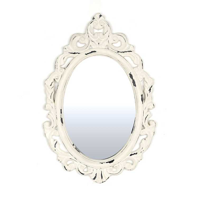 Vintage White Oval Mirror Kirklands, White Vintage Mirror