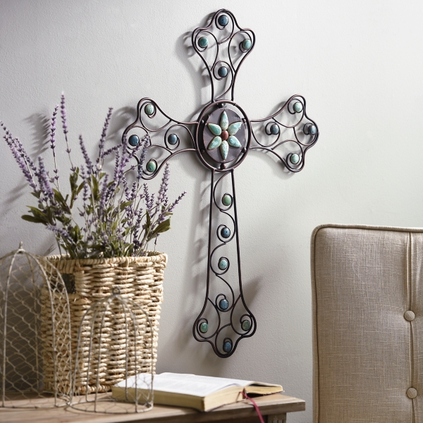 Turquoise Jeweled Metal Cross Kirklands Home