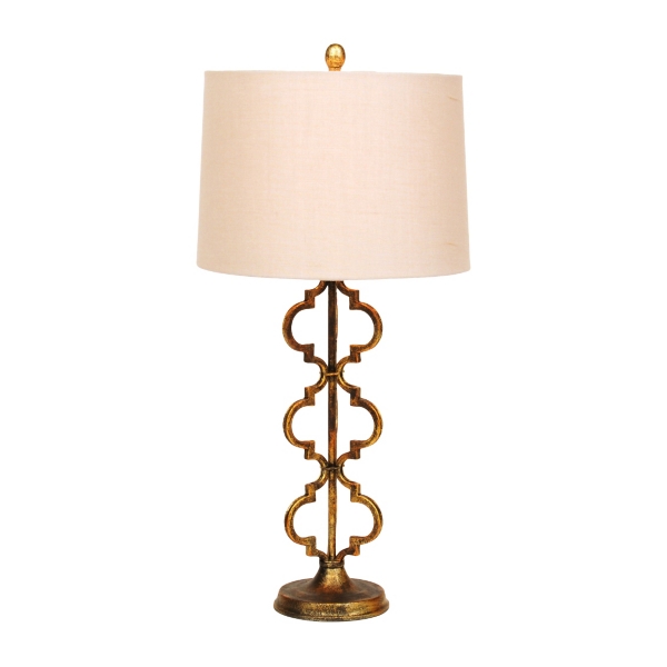 Antique Gold Quatrefoil Table Lamp 