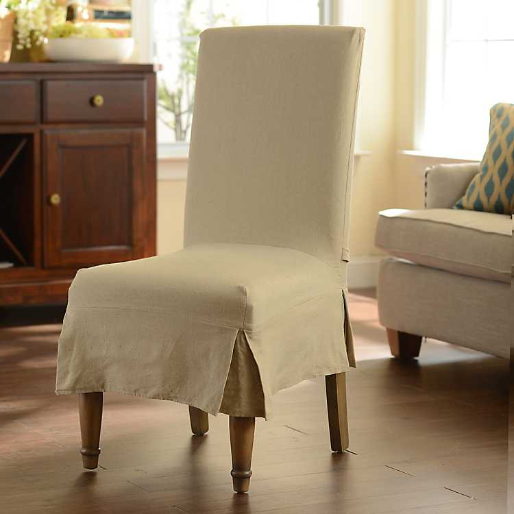 Oatmeal Parsons Chair Slipcover, Slipcover Parson Chairs