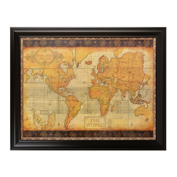 Kirklands World Map Canvas Old World Map Framed Art Print | Kirklands Home