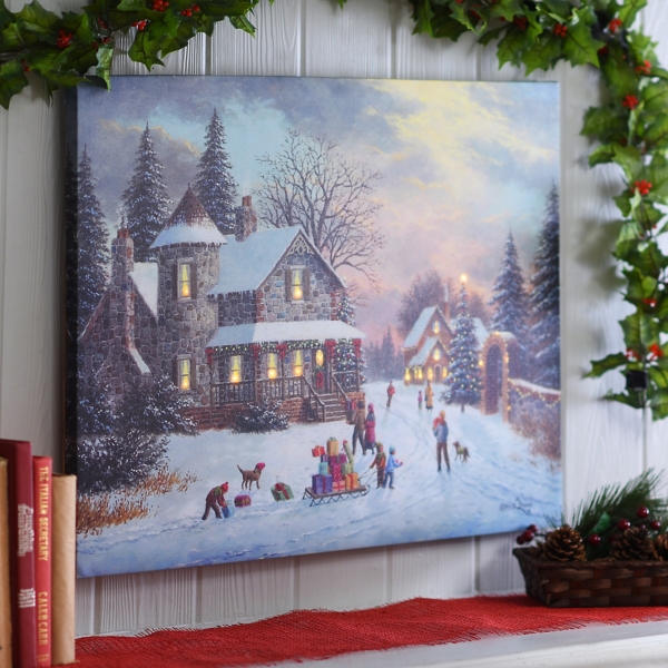 Christmas with the Family LED Canvas Art Print | Kirklands Home