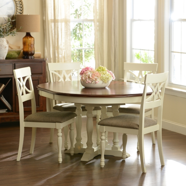 antique white round dining table set