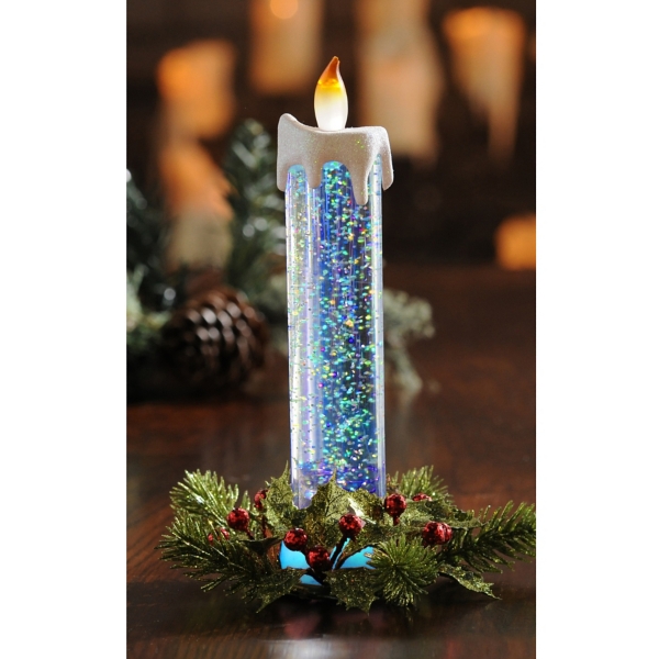 LED Glitter Candle with Berries | Kirklands Home