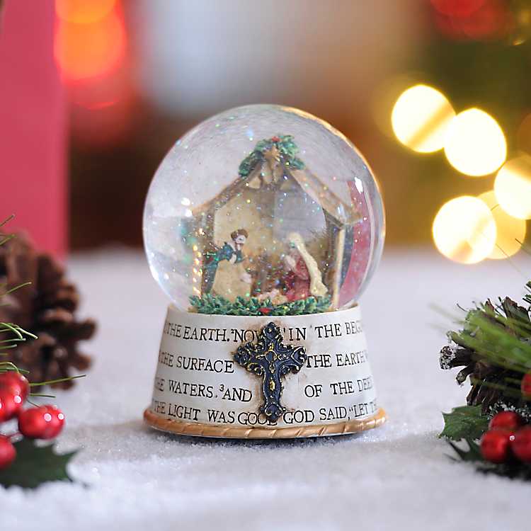 Northlight 5 Nativity Scene Religious Inspirational Musical Christmas Snow Globe Glitterdome