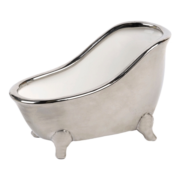 Silver Ceramic Tub Bathroom Accessory Holder Kirklands Home