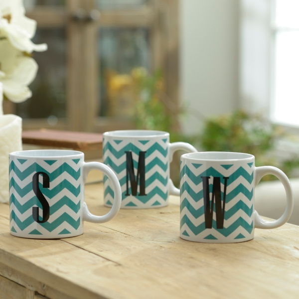 Monogram Turquoise Chevron Mugs Kirklands Home