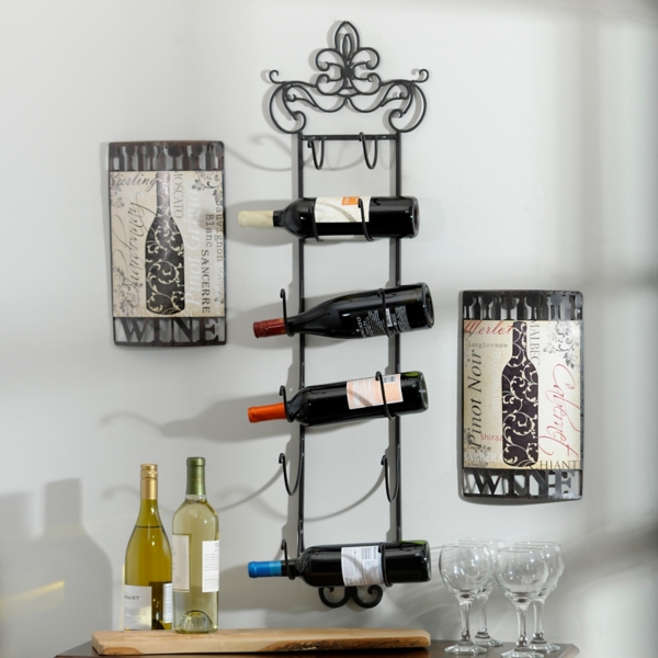 Metal Fleur de Lis Towel Wine Rack