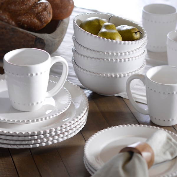 Everyday White® Beaded 16 Piece Dinnerware Set, Service for 4